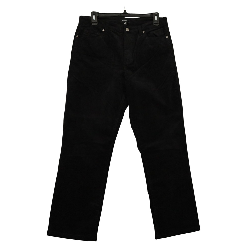 Well Worn Corduroy Pants Womens 10 Black Straight Leg‎ Stretch Casual Wear